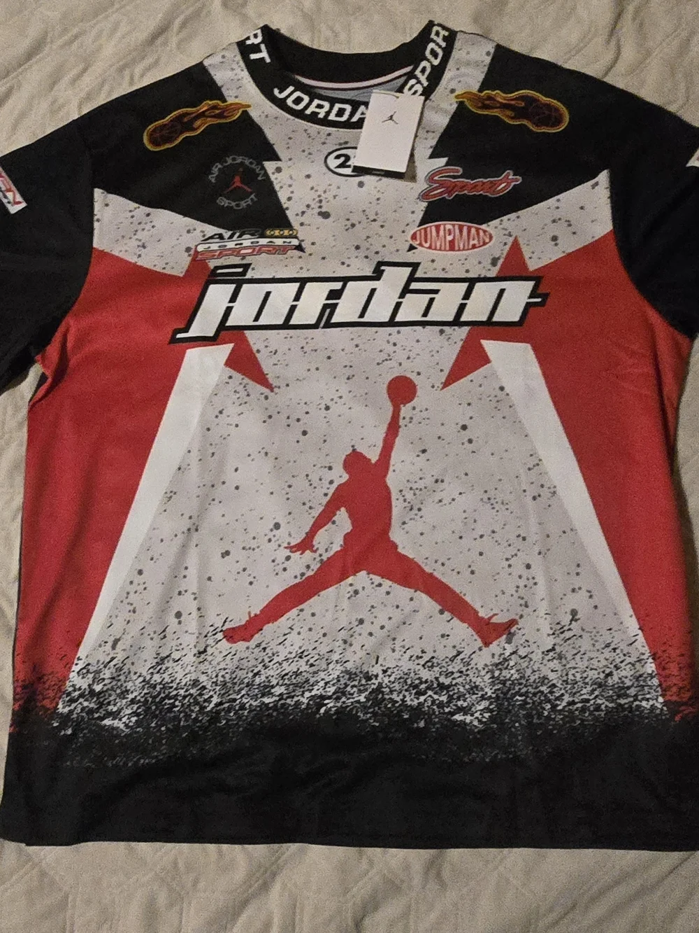 Air Jordan Motorsport Cement 23XI Racing Jersey Shirt, Size 2XL IB8813-011